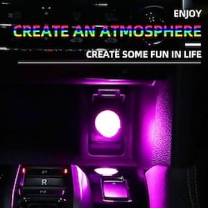 2pcs Car Mini USB LED Atmosphere Lights Decorative Lamp Interior Light PC Portable Plug Ambient White Emergency Lights Blue miniinthebox