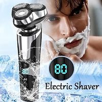 LCD Display Electric Shaver DryWet Cordless Razor Type-C Quick Charging Rotary Floating Beard Trimmer Lightinthebox