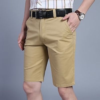 Men's Shorts Chino Shorts Bermuda shorts Pocket Plain Comfort Breathable Outdoor Daily Going out Cotton Blend Fashion Streetwear Army Green Orange miniinthebox