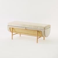 Upholstered Metal Bench with Storage - 119x46x48 cms