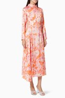 Floral Midi Dress in Crepe - thumbnail