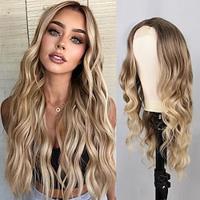 Synthetic Lace Wig Natural Wave Style 26 inch Multi-color Middle Part U Part Wig Women's Wig Black / Gold Light golden Dark Brown Lightinthebox