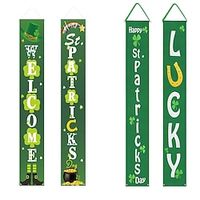 Saint Patrick's Day Door Couplets Door Decorations Porch Banner Green Lucky Sign Hanging Decorations Banner for Holiday Parade Indoor Outdoor Decorations miniinthebox