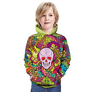 Kids Boys' Hoodie  Sweatshirt Long Sleeve Skulls 3D Print Floral Animal Print Rainbow Children Tops Summer Active Daily Wear Regular Fit 3-13 Years Lightinthebox