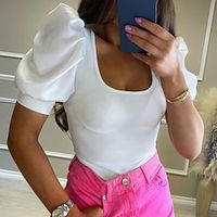 Shirt Blouse Women's Black White Blue Solid Color Ruched Street Daily Fashion V Neck S Lightinthebox