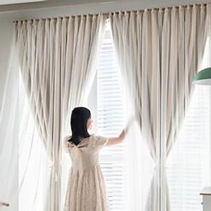 2 Layers Opaque Curtains Hollow Out Colour Blackout Curtains  Voile Curtains with Eyelets Double Layer Warm Insulated Noise Reduction Curtains for Bedroom Living Room Nusery Lightinthebox