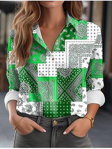 Women's Casual Retro Ethnic Print Long Sleeve Shirt