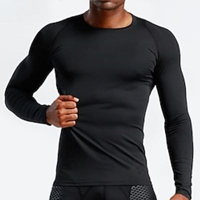 Men's T shirt Tee Gym Shirt Compression Shirt Training Shirt Workout Shirts Crew Neck Long Sleeve Training Sports  Outdoor Casual Daily Fitness Gym Quick dry High Stretch Sweat wicking Breathable Lightinthebox