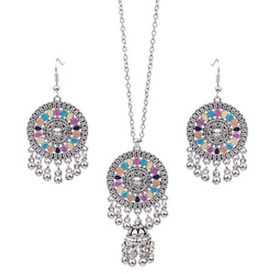 Personalized Circular Colored Drip Tassel Earrings Necklace Set Alloy Accessories Bride Matching Jewelry Lightinthebox