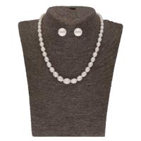 White Graded Oval Pearl Necklace Set - JPMAR-22-96