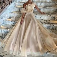 A-Line Prom Dresses Elegant Dress Formal Sweep  Brush Train Sleeveless Square Neck Tulle with Pleats 2023 Lightinthebox - thumbnail