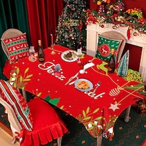 Christmas Tablecloth Rectangular, Xmas Decor Table Cloth Wrinkle Free, Winter Christmas Decor Table Cover for Dining, Patry, Family Lightinthebox