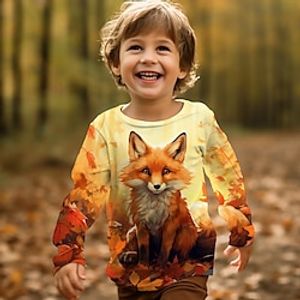 Boys 3D Wolf Tee Shirt Long Sleeve 3D Print Spring Fall Sports Fashion Streetwear Polyester Kids 3-12 Years Crew Neck Outdoor Casual Daily Regular Fit Lightinthebox