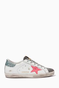 Super-Star Sneakers with Croc-print Star in Leather