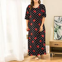 Women's Breathable Lightweight Nightshirt Sleep Shirt Home Daily Vacation Print Dot Flower Polyester Simple Ultra Slim Fashion Sport Dress Spring Summer Crew Neck Short Pant Not Specified  Gift Lightinthebox - thumbnail