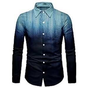 Men's Shirt 3D Print Gradient 3D Print Button-Down Long Sleeve Casual Tops Casual Fashion Comfortable Purple Navy Blue / Sports miniinthebox