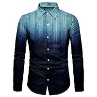 Men's Shirt 3D Print Gradient 3D Print Button-Down Long Sleeve Casual Tops Casual Fashion Comfortable Purple Navy Blue / Sports miniinthebox - thumbnail