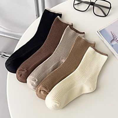 Fashion Comfort Women's Socks Solid Colored Casual Socks Warm Office / Career Black 1 2 Pairs miniinthebox