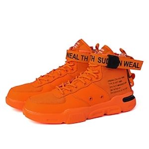 Men's Sneakers Skate Shoes Casual Boots High Top Sneakers Business Athletic Basketball Shoes Fitness  Cross Training Shoes Faux Leather Tissage Volant Mid-Calf Boots Green Yellow Orange Color Block Lightinthebox
