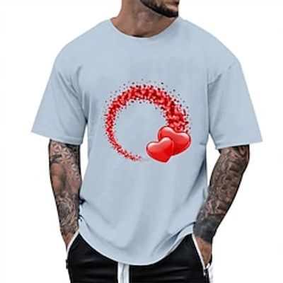 Heart Fashion Outdoor Casual Men's 3D Print T shirt Tee Sports Outdoor Holiday Festival Valentine's Day T shirt Black White Navy Blue Short Sleeve Crew Neck Shirt Spring  Summer Clothing Apparel S M Lightinthebox
