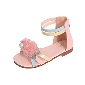Girls' Sandals Comfort Roman Shoes PU Little Kids(4-7ys) Daily Party  Evening Pearl Flower White Pink Spring Summer Lightinthebox