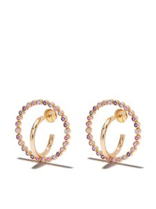 Charlotte Chesnais 18kt yellow gold Saturn sapphire and amethyst medium earrings - PINK AMETHYST & SAPH