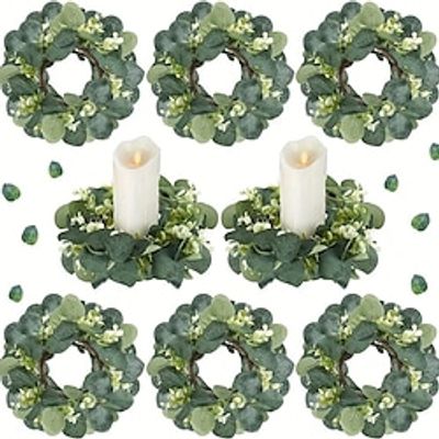 1pc 12'' Artificial Eucalyptus Wreath For Front Door Spring Summer Wreath For Wall With Green Leaves Faux Eucalyptus Porch Farmhouse Patio Garden Festival Celebration Window Party Home Decor miniinthebox