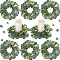 1pc 12'' Artificial Eucalyptus Wreath For Front Door Spring Summer Wreath For Wall With Green Leaves Faux Eucalyptus Porch Farmhouse Patio Garden Festival Celebration Window Party Home Decor miniinthebox - thumbnail