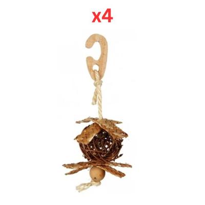 Trixie Natural Living Hanging Wicker Ball Toy For Birds Beige - 18cm (Pack Of 4)