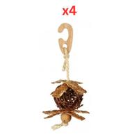 Trixie Natural Living Hanging Wicker Ball Toy For Birds Beige - 18cm (Pack Of 4)