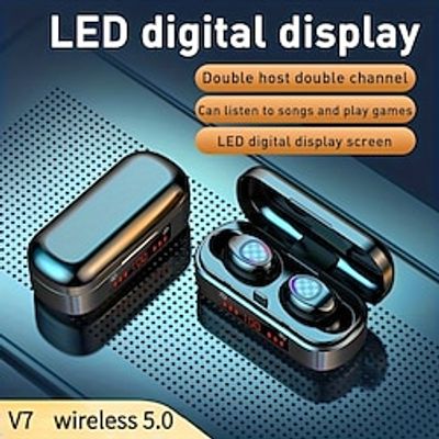TWSV7 Wireless Bluetooth Mini Dual Ear LED Battery Display True Wireless Headphones TWS Earbuds In Ear Bluetooth5.0 Ergonomic Design Auto Pairing LED Power Display for Apple Samsung Huawei Xiaomi MI  Lightinthebox