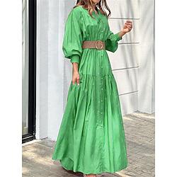 Women's Casual Dress Swing Dress Polka Dot Print With Belt V Neck Long Dress Maxi Dress Streetwear Maxi Street Holiday Long Sleeve Summer Lightinthebox