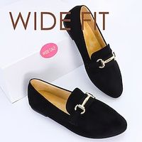 Women's Flats Slip-Ons Loafers Ballerina Plus Size Loafer Mules Outdoor Office Daily Buckle Flat Heel Round Toe Elegant Fashion Luxurious Suede Loafer Black Lightinthebox - thumbnail