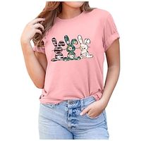 Women's T shirt Tee Animal Weekend Easter Black White Pink Print Short Sleeve Fashion Round Neck Regular Fit Summer Lightinthebox