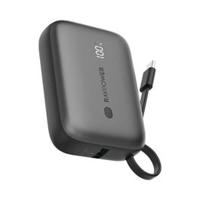 RAVPower 20W PD 10000mAh 3-Port Power Bank With Built-In USB-C Cable, Black (RP-PB1224-BK)