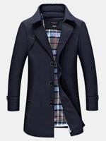 Mens Business Casual Single-breasted Trench Coat