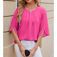 Women's Shirt Vacation Beach Draped Pink Short Sleeve Square Neck Summer Lightinthebox