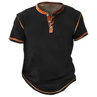 Men's Henley Shirt Tee Top Color Block Henley Street Vacation Short Sleeves Patchwork Clothing Apparel Vintage Designer Basic Lightinthebox - thumbnail