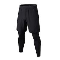 Men's Athletic Pants Active Pants GYM Pants Running Pants Outdoor Daily Quick Dry Comfortable Elastic Waist 2 in 1 Plain Full Length Sports Casual Activewear Black Grey Micro-elastic Lightinthebox - thumbnail