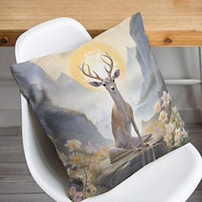Deer Forest Double Side Pillow Cover 1PC Soft Decorative Square Cushion Case Pillowcase for Bedroom Livingroom Sofa Couch Chair Lightinthebox