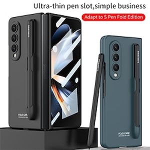 Phone Case For Samsung Galaxy Z Fold 4 Bumper Frame with S Pen  S Pencil Holder Fliped Solid Colored TPU Case for Galaxy Z Fold 4 miniinthebox