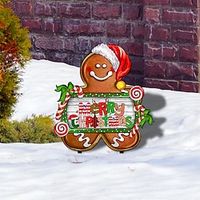 1PCS Christmas Gingerbread Man Acrylic Outdoor Courtyard Ground Insertion Garden Decoration Insertion Lightinthebox - thumbnail