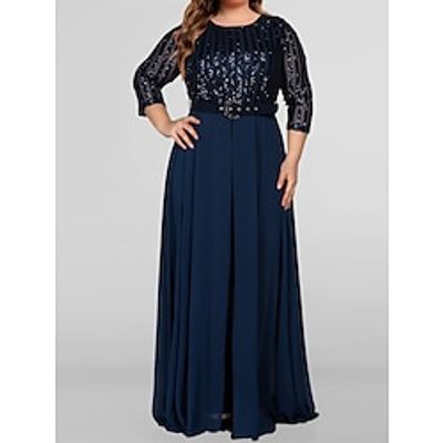 Women's Plus Size Curve Party Dress Chiffon Dress Formal Dress Plain Long Dress Maxi Dress 34 Length Sleeve Crew Neck Elegant Party Dark Blue Fall Winter L XL XXL 3XL 4XL Lightinthebox Women's Plus Size Curve Party Dress Chiffon Dress Formal Dress Plain Long Dress Maxi Dress 34 Length Sleeve Crew Neck Elegant Party Dark Blue Fall Winter L XL XXL 3XL 4XL Lightinthebox