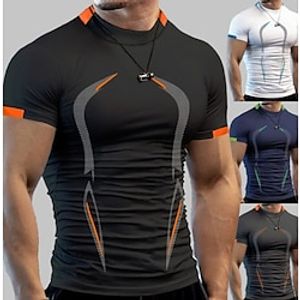 Men's T shirt Tee Color Block Crew Neck Blue Army Green Light gray Dark Gray Red Plus Size Casual Fitness Clothing Apparel Cotton Cool Muscle miniinthebox