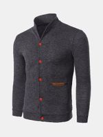 Mens Fashion Solid Slim Fit Thin Knit Cardigan