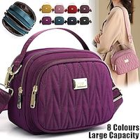 Women's Handbag Crossbody Bag Shoulder Bag Dome Bag Nylon Outdoor Daily Holiday Zipper Large Capacity Lightweight Solid Color Quilted claret Sapphire Blue Taro purple miniinthebox