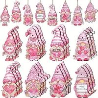 24pcs/pack Wooden Valentine's Day Wedding LOVE Romantic Peach Color Striped Dots Theme Party Gathering Holiday Tree Hanging Celebration Home Decorations miniinthebox - thumbnail