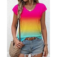 Women's Tank Top Ombre Tie Dye Print Rainbow Sleeveless V Neck Summer Lightinthebox