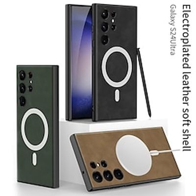 Phone Case For Samsung Galaxy S24 Ultra Plus Back Cover With Magsafe Support Wireless Charging Shockproof TPU PU Leather Lightinthebox