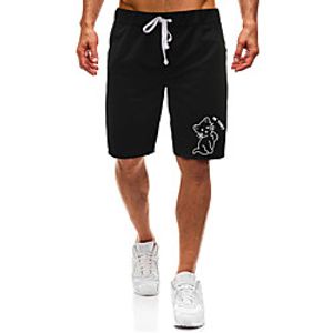 Men's Casual  Sporty Athleisure Daily Gym Shorts Pants Cat Graphic Prints Short Pocket Elastic Drawstring Design Print Black Light Grey Lightinthebox